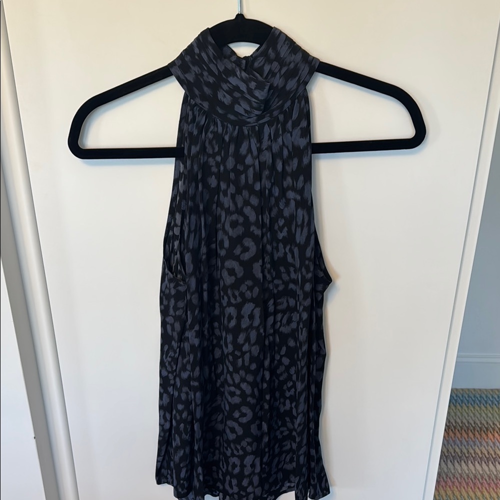 Black and Gray Leopard Print Halter Top